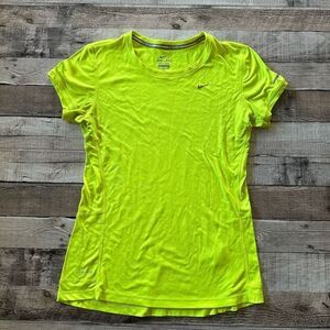 Nike Dri-Fit Swoosh Neon Green Cycling Running Gym Tshirt | Size Small